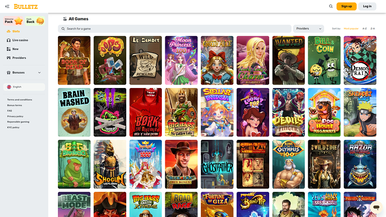 Bulletz Casino — Games lobby