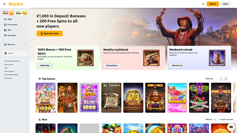 Bulletz Casino — Homepage