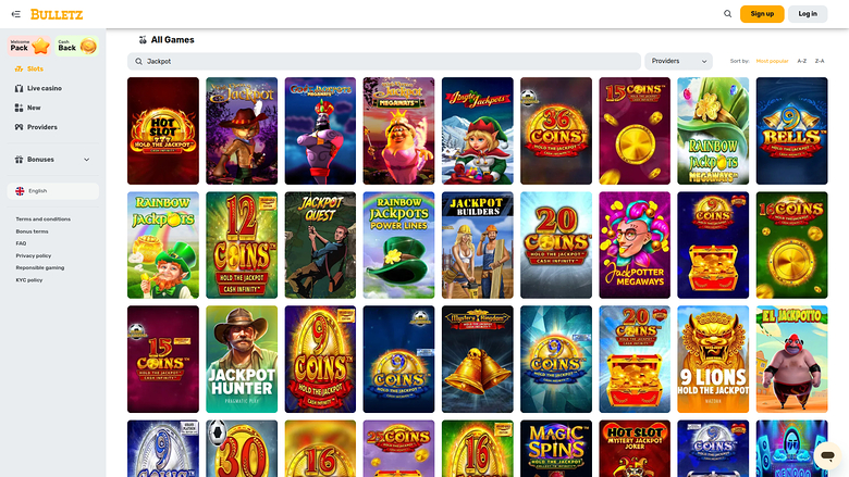 Bulletz Casino — Jackpot games