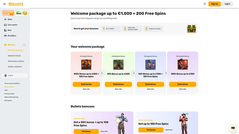 Bulletz Casino — Promotions page