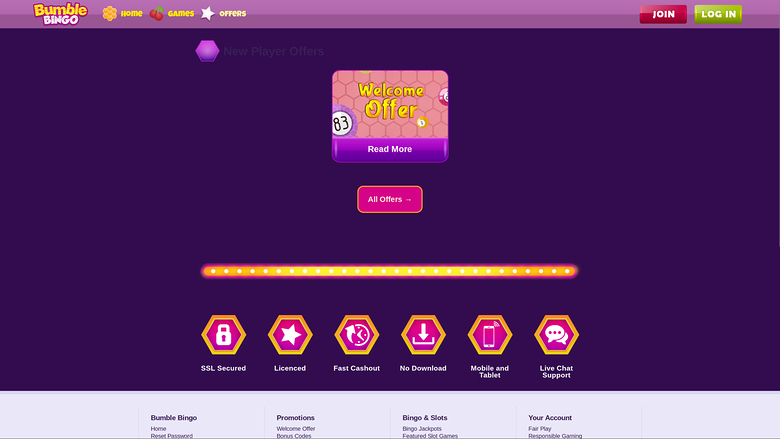 Bumble Bingo — Promotions page