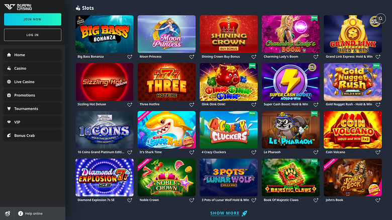 Buran Casino — Games lobby