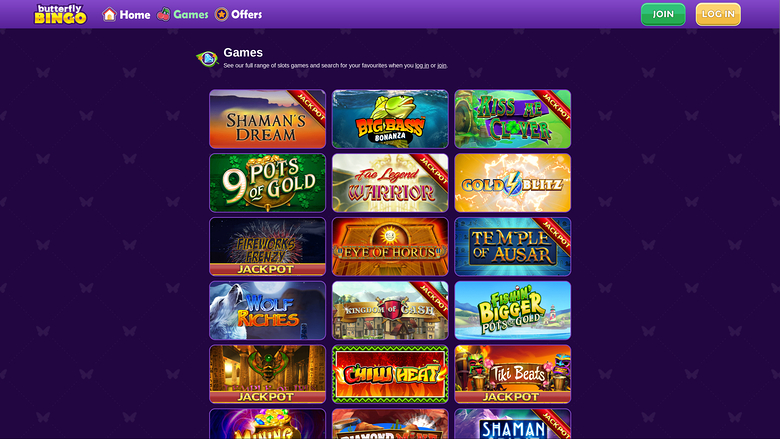 Butterfly Bingo — Games lobby
