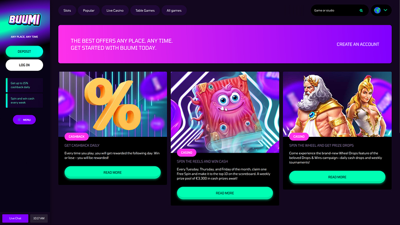 Buumi Casino — Promotions page