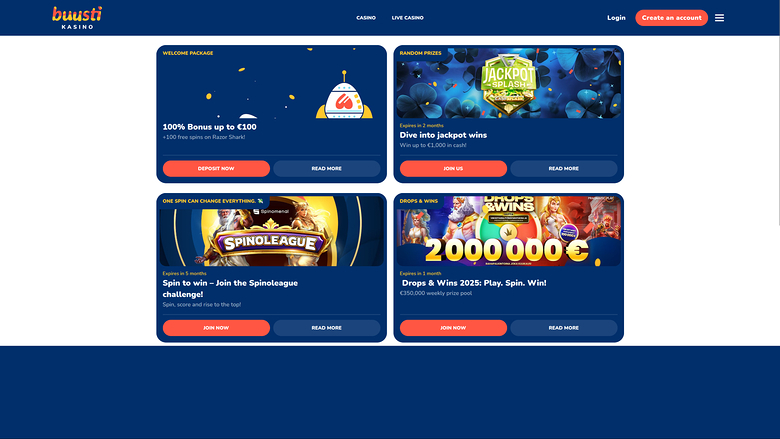 Buusti Kasino — Promotions page