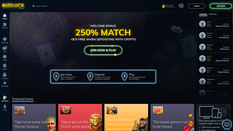BuzzLuck Casino — Homepage