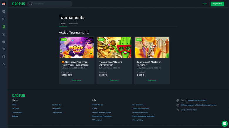 Cactus Casino — Tournaments