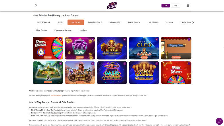 Cafe Casino — Jackpot games