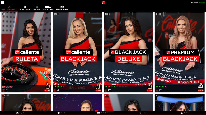Caliente — Live dealer lobby