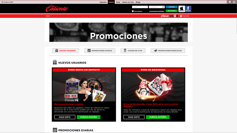 Caliente — Promotions page