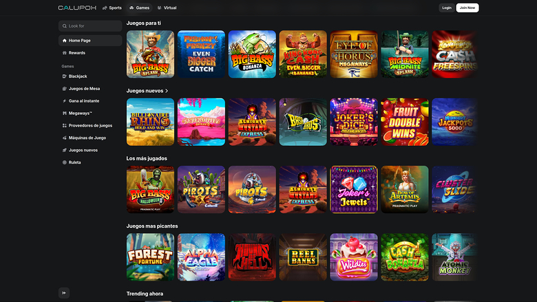 Calupoh Casino — Games lobby