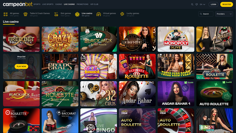 Campeonbet Casino — Live dealer lobby