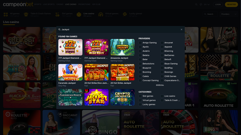 Campeonbet Casino — Jackpot games