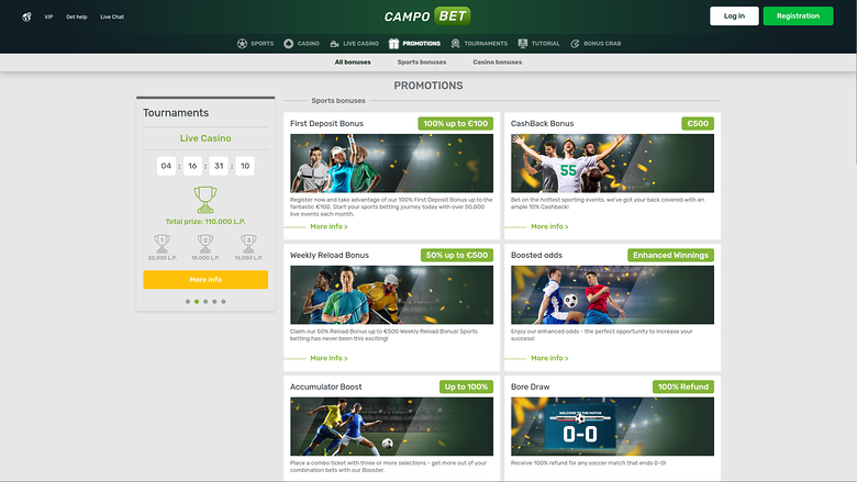 Campobet Casino — Promotions page