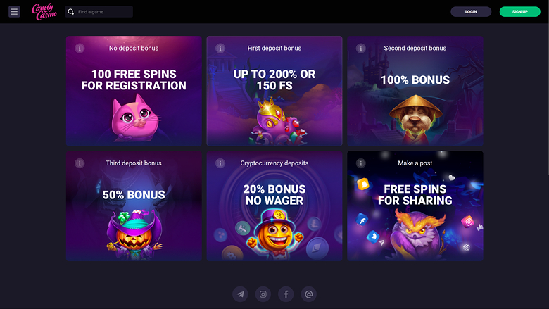 Candy Casino — Promotions page