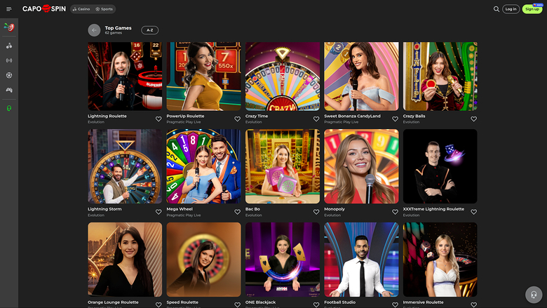 Capospin Casino — Live dealer lobby