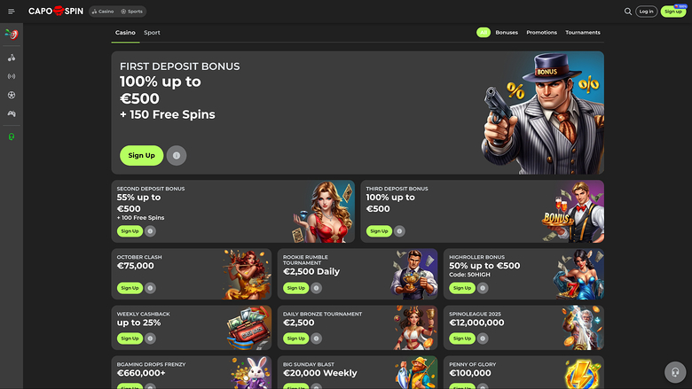 Capospin Casino — Promotions page