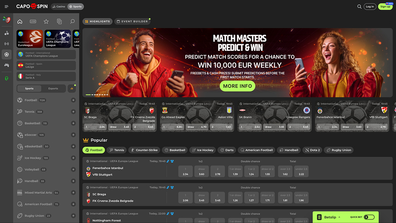 Capospin Casino — Sportsbook
