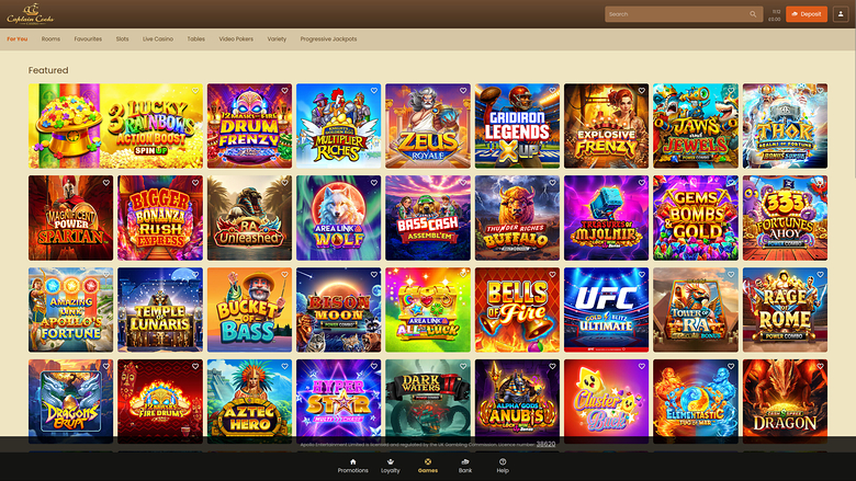 Captain Cooks Casino — Games lobby