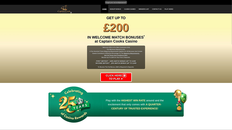 Captain Cooks Casino — Homepage