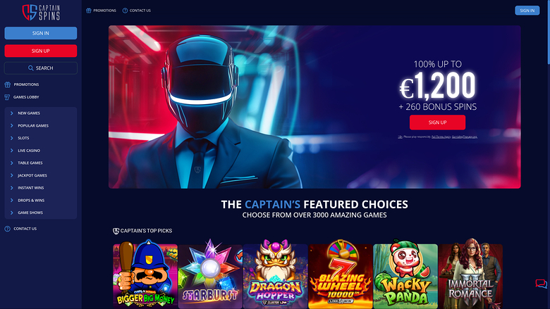 Captain Spins Casino — Homepage