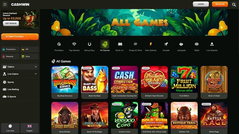 Cashwin — Games lobby