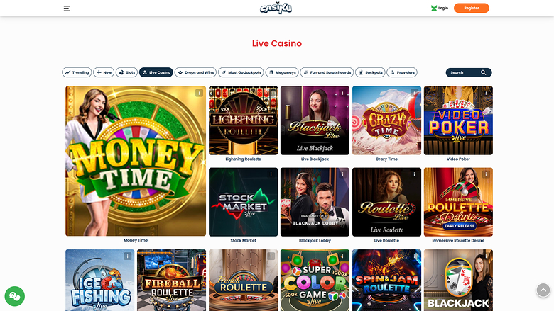 Casiku Casino — Live dealer lobby