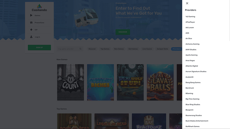 Casilando Casino — Games by studio