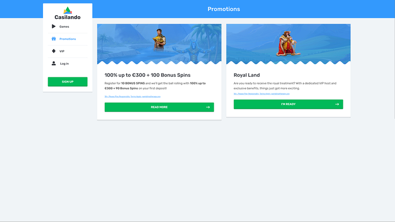 Casilando Casino — Promotions page