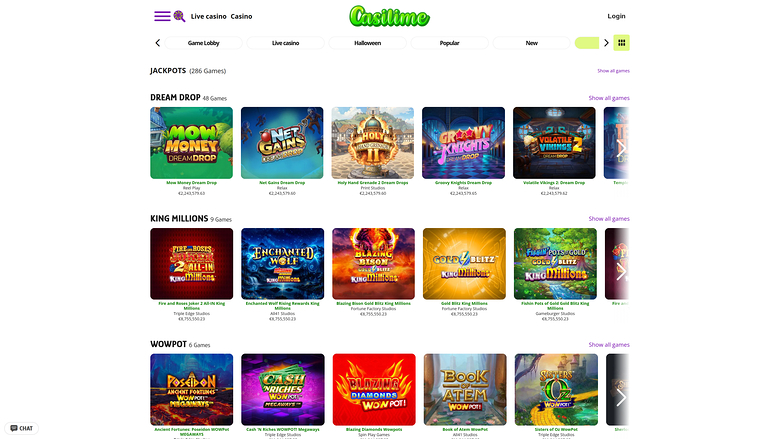 Casilime Casino — Jackpot games