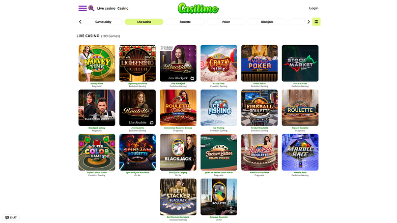 Casilime Casino — Live dealer lobby