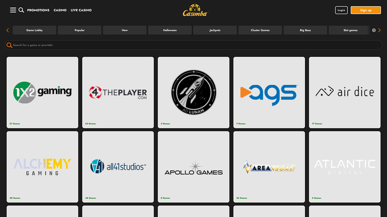 Casimba Casino — Games by studio