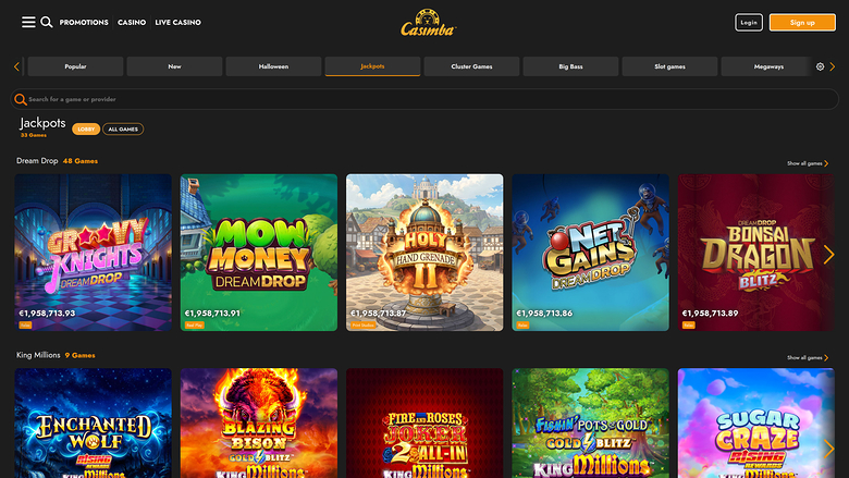 Casimba Casino — Jackpot games