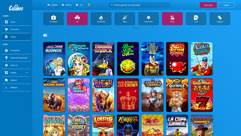 Casimpo Casino — Games lobby