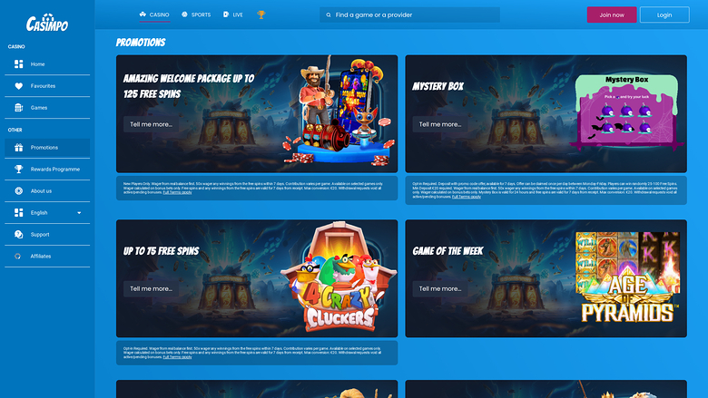 Casimpo Casino — Promotions page