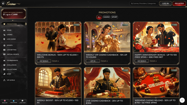 Casina Casino — Promotions page