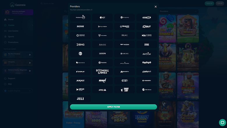 Casineia Casino — Games by studio