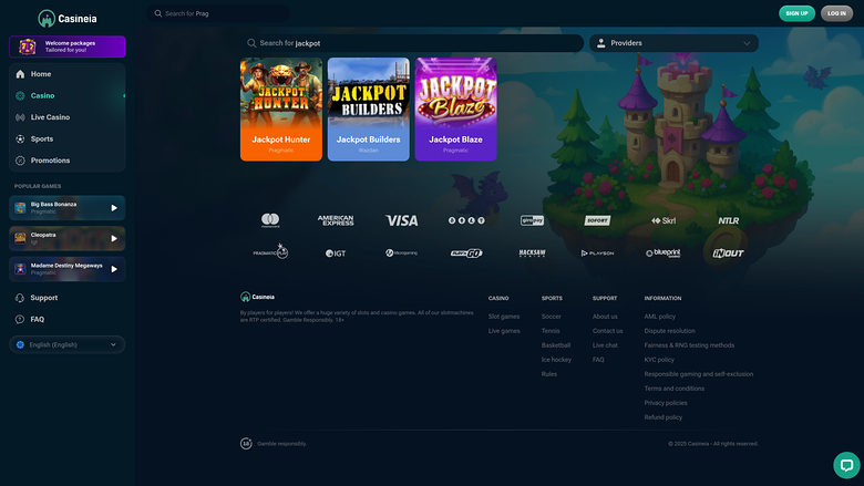 Casineia Casino — Jackpot games