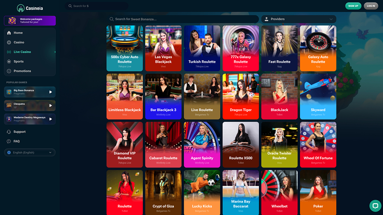 Casineia Casino — Live dealer lobby