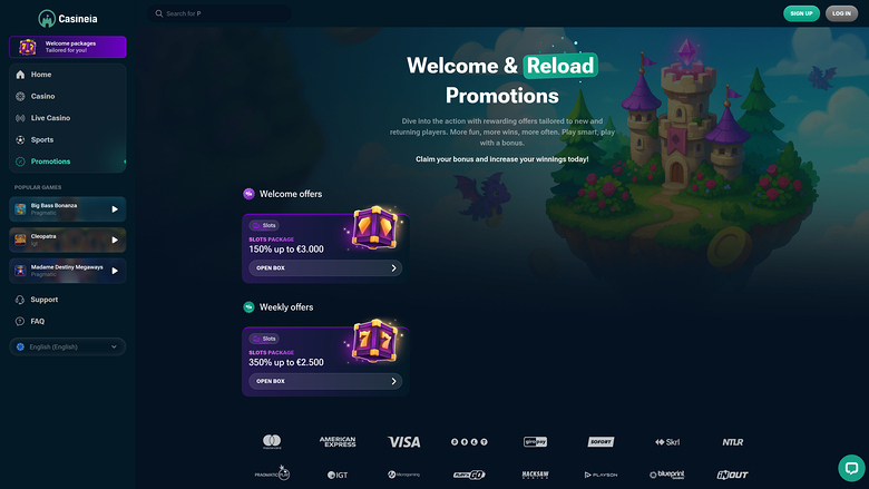 Casineia Casino — Promotions page