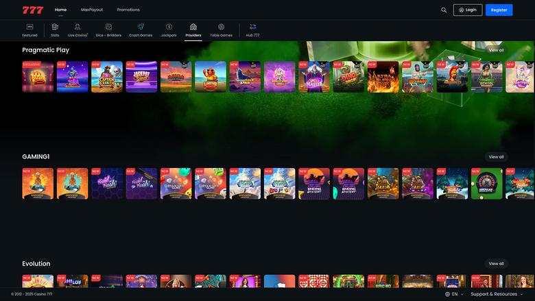 Casino 777 — Games by studio