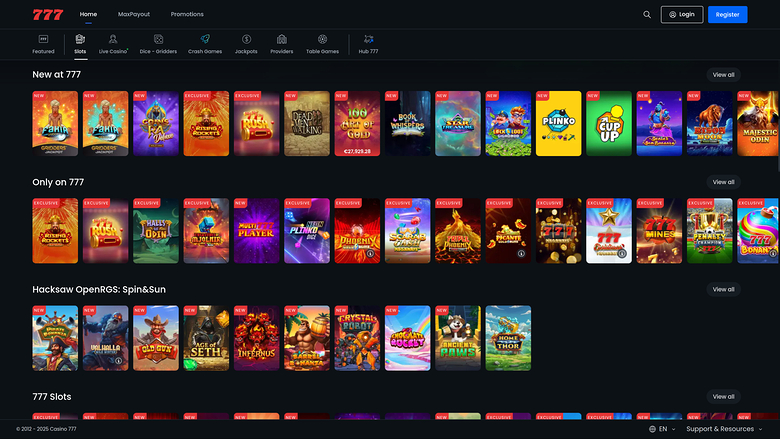 Casino 777 — Games lobby
