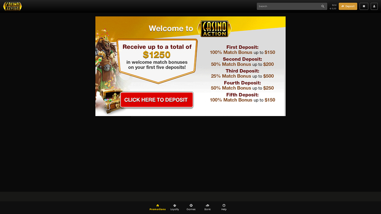 Casino Action — Promotions page
