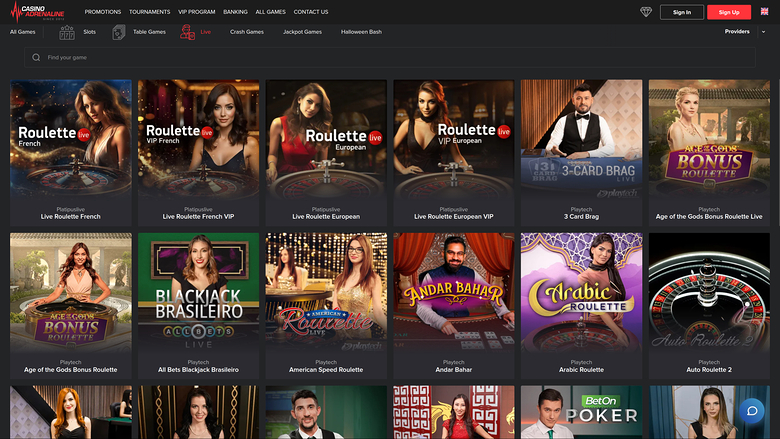 Casino Adrenaline — Live dealer lobby