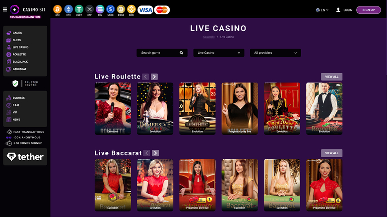 Casino Bit — Live dealer lobby