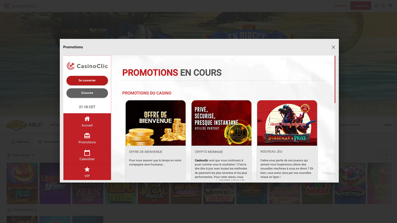 Casino Clic — Promotions page