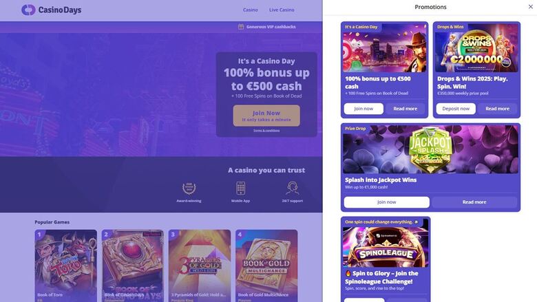 Casino Days — Promotions page
