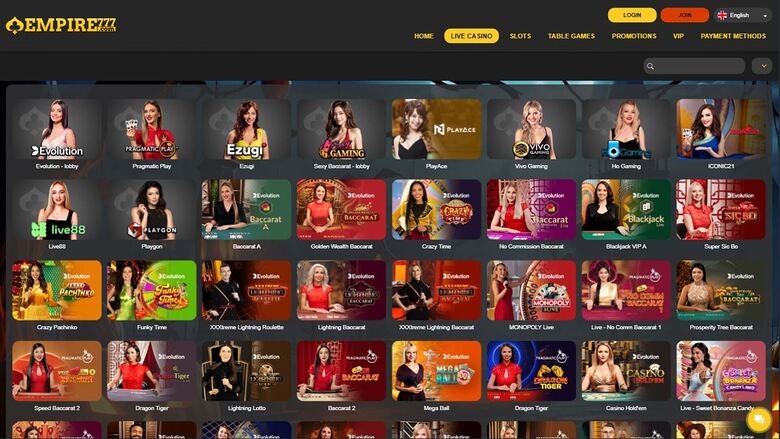 Casino Empire777 — Live dealer lobby