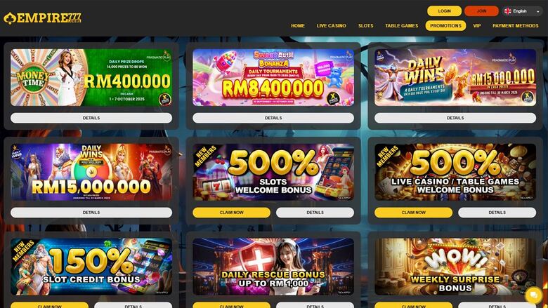 Casino Empire777 — Promotions page