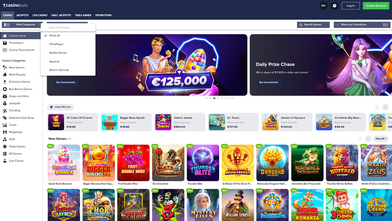 Casino Euro — Games by studio